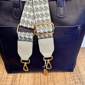 Crossbody Purse Strap Gray White Houndstooth Bag Strap Guitar Strap FAST SHIP
